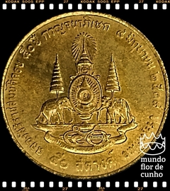 Km 329 Tailândia 50 Satang BE 2539 (1996) FC # 50° Aniversário da Coroação do Rei Rama IX ©