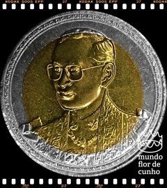 Km 387 Tailândia 10 Baht BE 2545 (2002) XFC Bimetálica # 75º Aniversário do Rei Rama IX ©