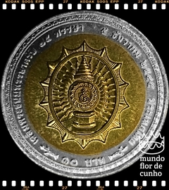 Km 387 Tailândia 10 Baht BE 2545 (2002) XFC Bimetálica # 75º Aniversário do Rei Rama IX © - comprar online