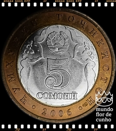 Km 15 Tajiquistão 5 Somoni 2006(sp) XFC Bimetálica Muito Escassa # 15° Aniversário da Independência © - comprar online