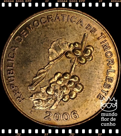 Km 5 Timor-Leste 50 Centavos 2006 XFC Escassa # Grãos de Café ©