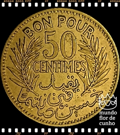 Km 246 Tunísia 50 Centimes AH 1340 (1921a) SOB Escassa # Cunhagem da Câmara do Comércio ©
