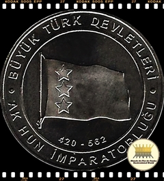 Km New Turquia 1 Kurus 2015 d XFC Escassa # 04. Império Huno Branco 390 ~ 577 (Anno Domini) - Império Heftalita - Série 16 Grandes Impérios Turcos ®