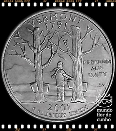 Km 321 Estados Unidos da América Quarter 2001 P XFC # Série dos 50 Estados Norte Americanos: Vermont ©