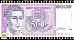 P113r Iugoslávia 500 Dinara 1992 FE Reposição Série ZA Escassa