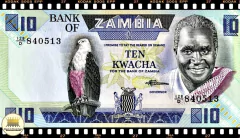 .P26e Zambia 10 Kwacha ND(1980-88) FE