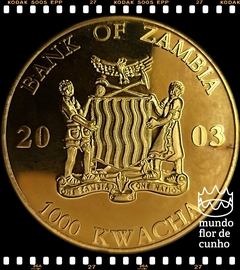 Km 160 Zâmbia 1000 Kwacha 2003 XFC Proof Escassa Folheada a Ouro # Papa João Paulo II (1) na internet