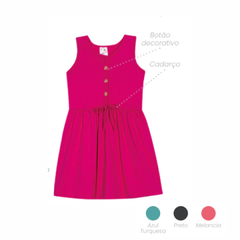 PACOTE COM 3 VESTIDOS JUV 10 ao 14 LISO COM BOTÃO PEGA LEGAL - 25611 - comprar online