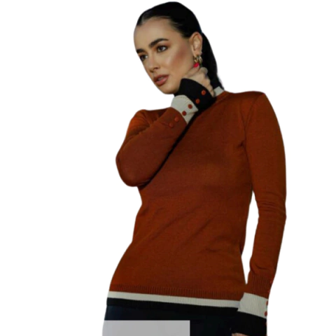 BLUSA TRICOT GOLA PADRE BOTOES MANGA TAM UNICO JOINHA - 24901