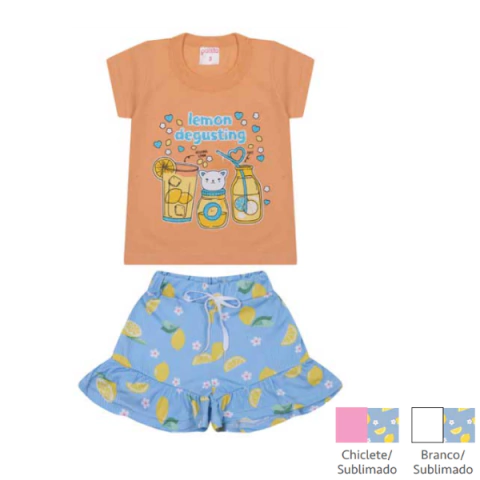 PACOTE COM 3 CONJ FEM INF 1 ao 3 CANELADO LEMON PAOLITA - 25747