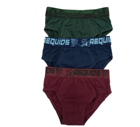 KIT COM 3 CUECAS AD P ao G COM ELASTICO CÓS REQUINTE - 03781