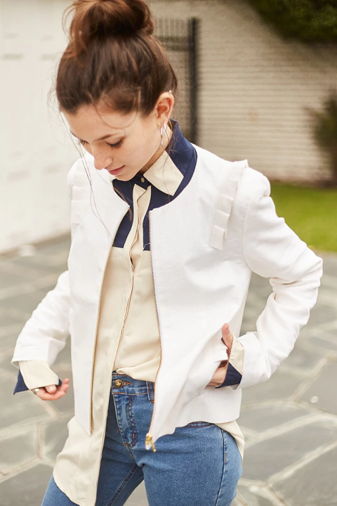 CHAQUETA OCEAN - 100% LINO - Blanco - comprar online