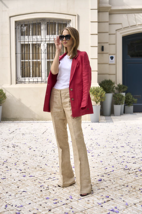 PANTALÓN QUOKKA - 100% LINO - Tostado Melange - comprar online