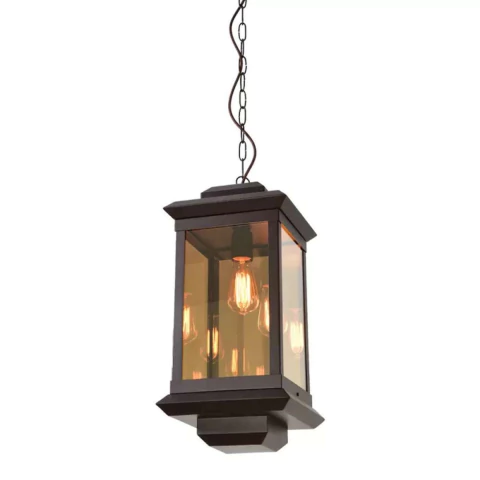 Pendente Toscana 52x26x26cm Metal e Vidro Metaldomado 6222