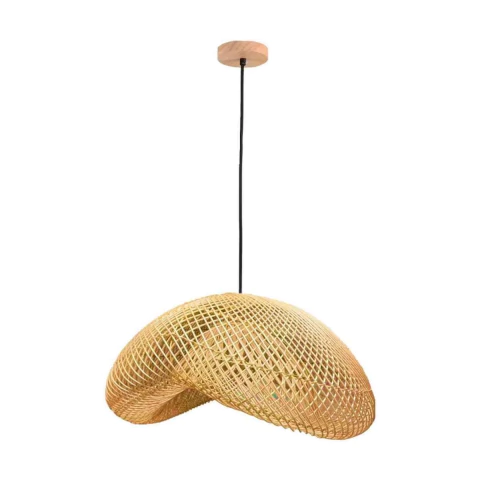 Pendente Ôtaki 50x80cm Rattan e Madeira Natural Skylight SKY-4048G