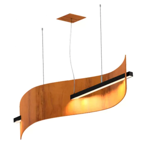 Pendente LED Wave 21W 3000K Bivolt 25x110x16cm Madeira e Acrílico Fox Lustres 375