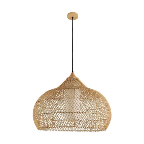 Pendente Ôtaki 37x55cm Rattan e Madeira Natural Skylight SKY-4054
