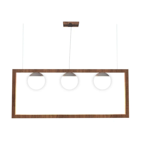 Pendente Orb 40x90x15cm Madeira e Vidro Fox Lustres 947