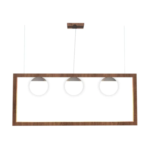 Pendente Orb 40x90x15cm Madeira e Vidro Fox Lustres 947