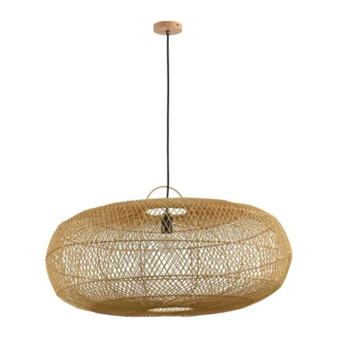 Pendente Ôtaki 40x80cm Rattan e Madeira Natural Skylight SKY-4046G