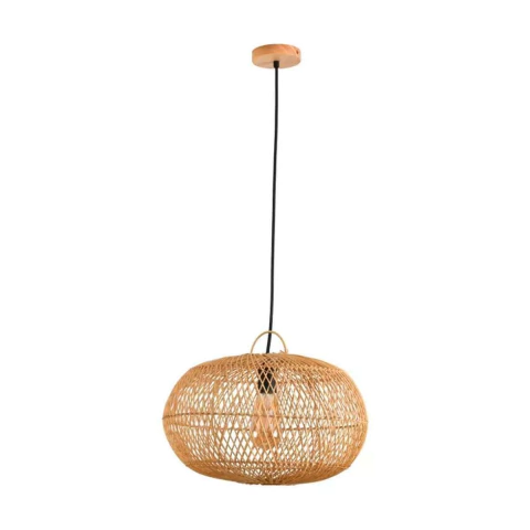 Pendente Ôtaki 25x40cm Rattan e Madeira Natural Skylight SKY-4057P