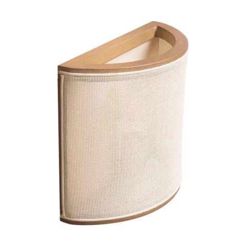 Arandela Apollo 24,5cm Madeira e Tecido Boucle Natural Madelustre 3320/88