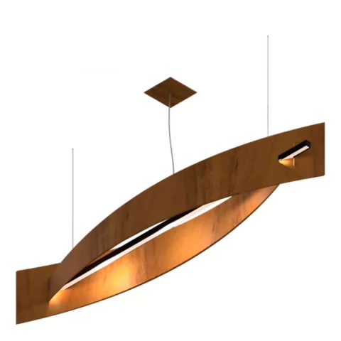 Pendente LED Wave 21W 3000K Bivolt 25x110cm Madeira e Acrílico Fox Lustres 363