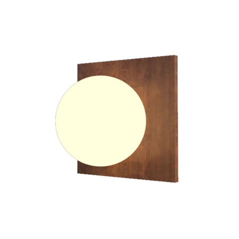 Arandela Orb 30x30x13cm Madeira e Vidro Fox Lustres AR84