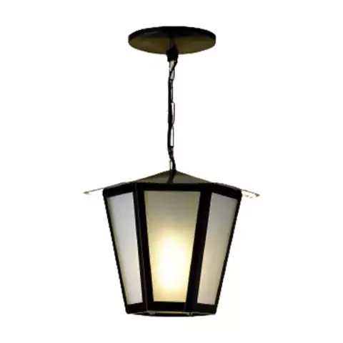 Pendente Colonial Sextavado 36x26x26cm Aço Fosfatizado e Vidro Ideal Iluminação L-3-C VT
