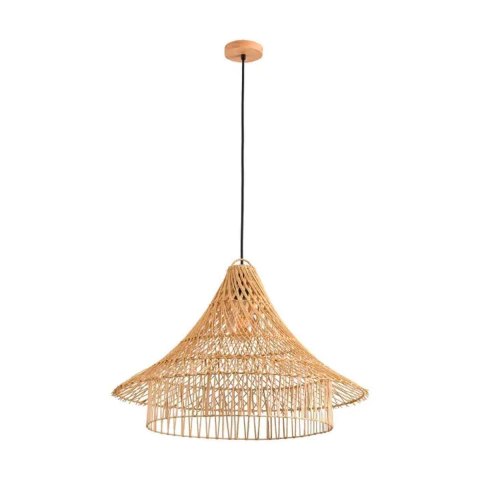 Pendente Ôtaki 40x60cm Rattan e Madeira Natural Skylight SKY-4068