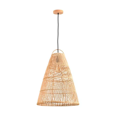 Pendente Ôtaki 50x40cm Rattan e Madeira Natural Skylight SKY-4070