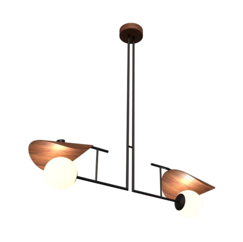 Pendente Madame 110x109x29cm Madeira e Vidro Fox Lustres 1303