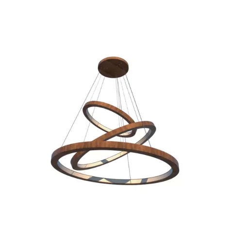 Pendente LED 3000K 108W Bivolt 70x4cm Madeira e Acrílico Fox Lustres 1050