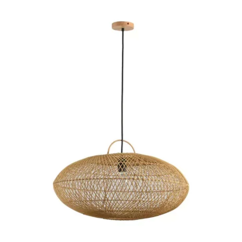Pendente Ôtaki 30x60cm Rattan e Madeira Natural Skylight SKY-4058M