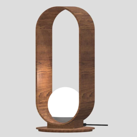 Abajur Orb 50x30x35cm Madeira e Vidro Fox Lustres 5324