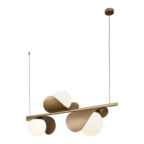 Pendente Perla Haste Horizontal 35x100x33cm Alumínio e Vidro Metaldomado 40020