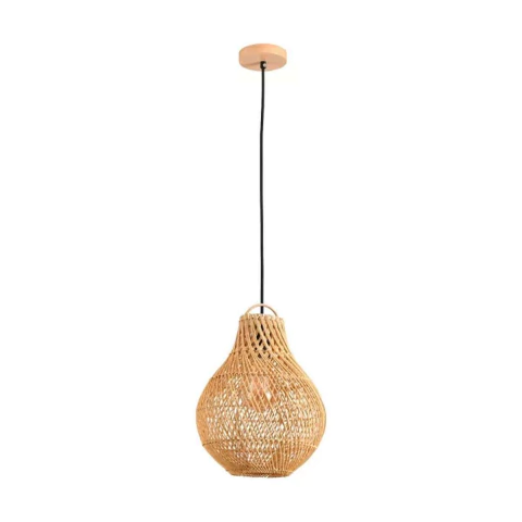 Pendente Ôtaki 30x25cm Rattan e Madeira Natural Skylight SKY-4066