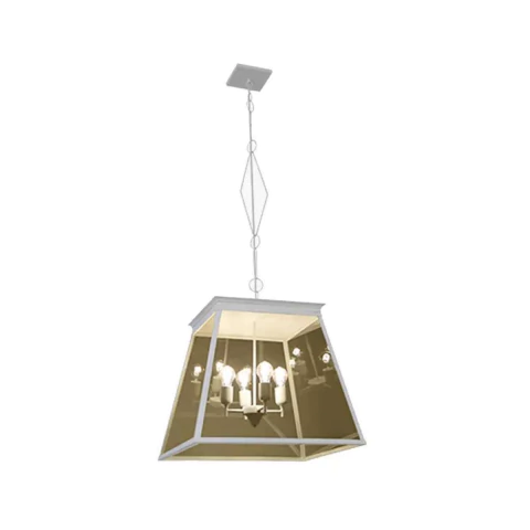 Pendente Colonial Class 52x60x60cm Metal e Vidro Metaldomado 5663