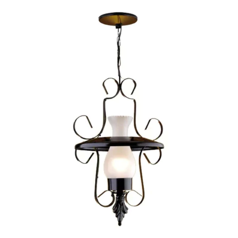 Pendente Colonial 32x66cm Aço Fosfatizado e Vidro Ideal Iluminação L-R-2 C/V VT