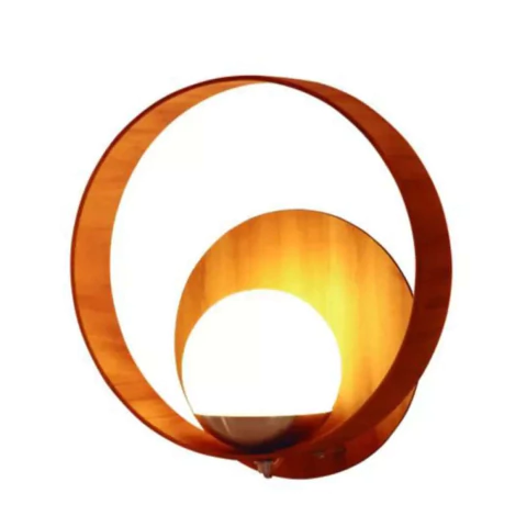 Arandela Orb 35x16cm Madeira e Vidro Fox Lustres AR44