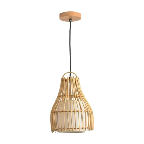Pendente Ôtaki 25x18cm Rattan e Madeira Natural Skylight SKY-4051