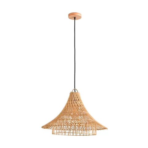 Pendente Ôtaki 30x45cm Rattan e Madeira Natural Skylight SKY-4069