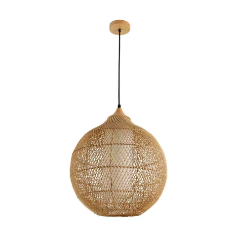 Pendente Ôtaki 39x40cm Rattan e Madeira Natural Skylight SKY-4055