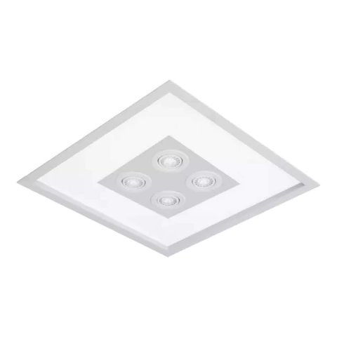 Plafon de Embutir Magnum Mix 50x50x10cm Alumínio e Acrílico Usina 3602/51