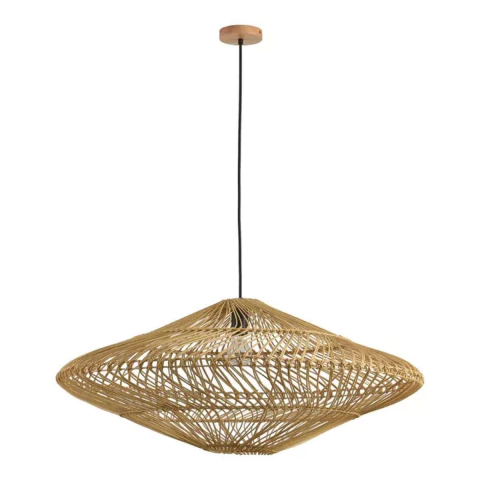 Pendente Ôtaki 30x60cm Rattan e Madeira Natural Skylight SKY-4045M