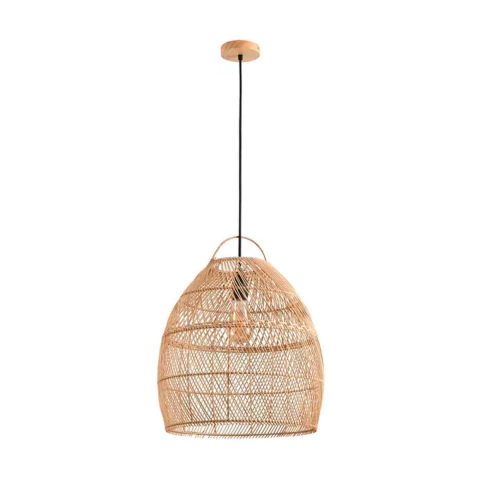 Pendente Ôtaki 40x40cm Rattan e Madeira Natural Skylight SKY-4060