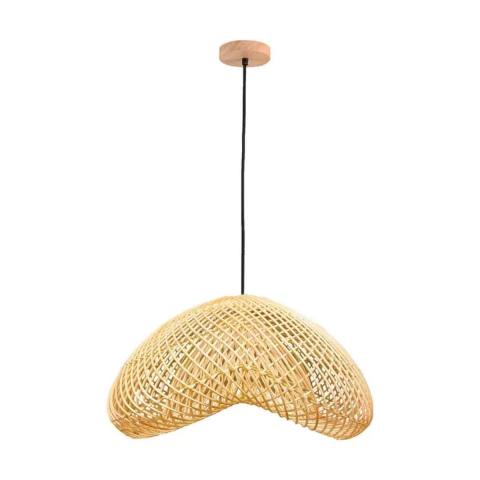 Pendente Ôtaki 35x60cm Rattan e Madeira Natural Skylight SKY-4048M