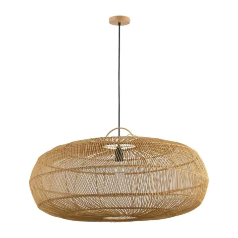 Pendente Ôtaki 40x80cm Rattan e Madeira Natural Skylight SKY-4047G