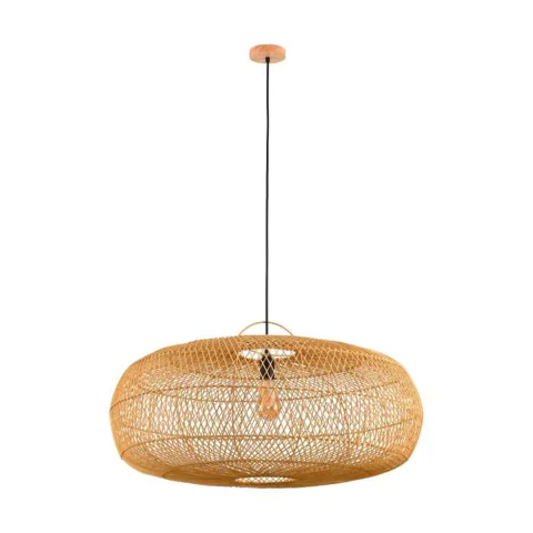 Pendente Ôtaki 40x80cm Rattan e Madeira Natural Skylight SKY-4057G