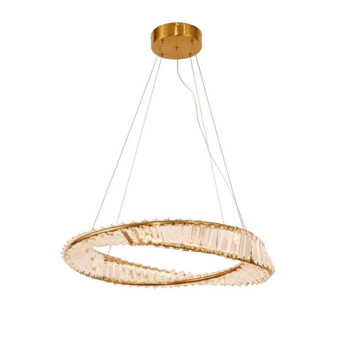 Pendente LED Mandala 3000K 30W Bivolt Ø50x8cm Cristal e Dourado Usina Imports UI20176/50DRCR